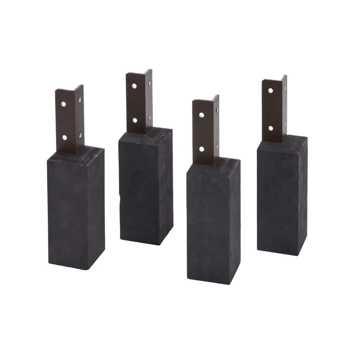 Evolar Opstelvoetjes 10 cm — Houtlook Houtskool-grijs (set van 4)