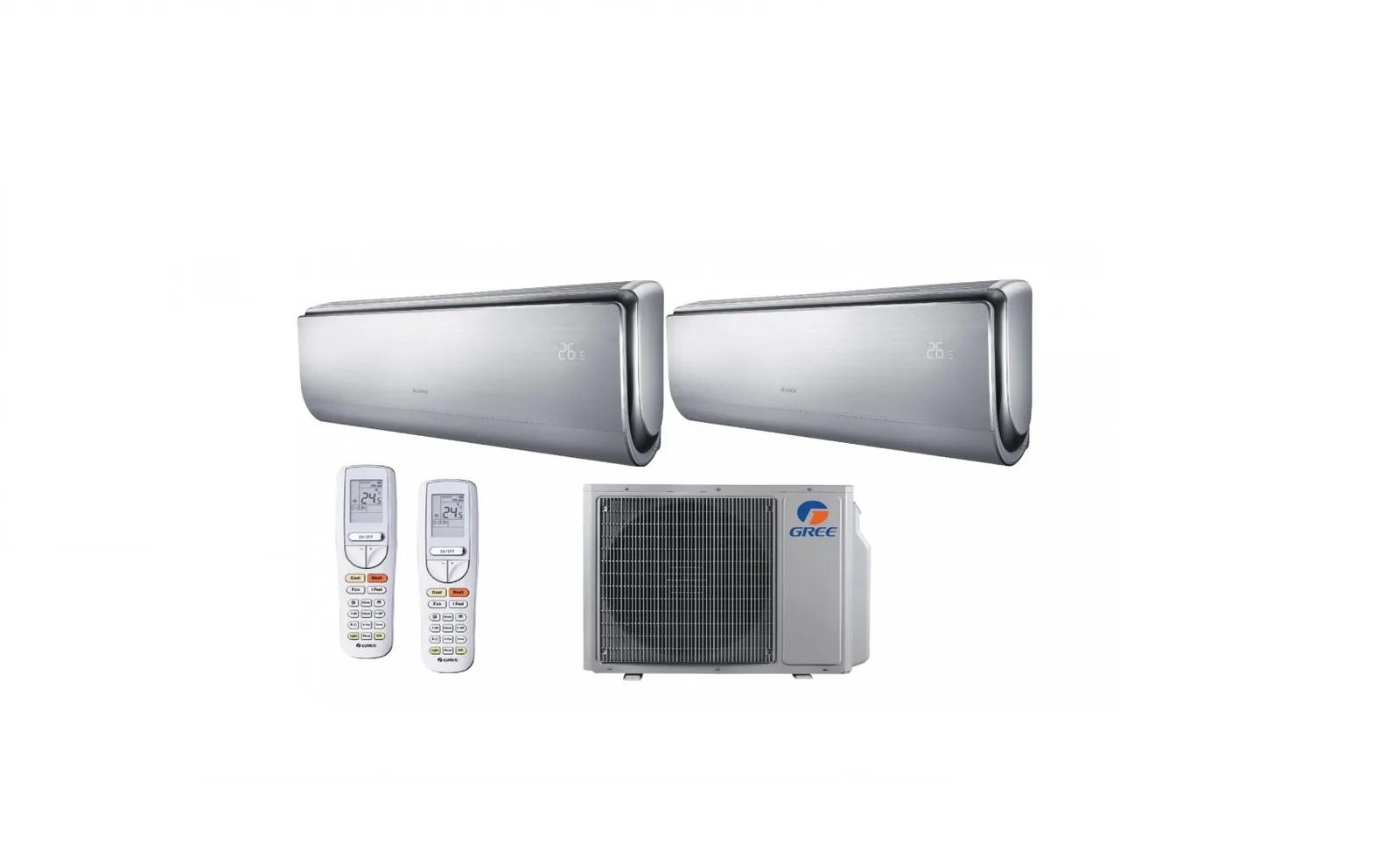 Gree U-Crown Duo 5.0 kW (1× 3.5 + 1× 2.5) zilver — premium binnenunits incl. WiFi