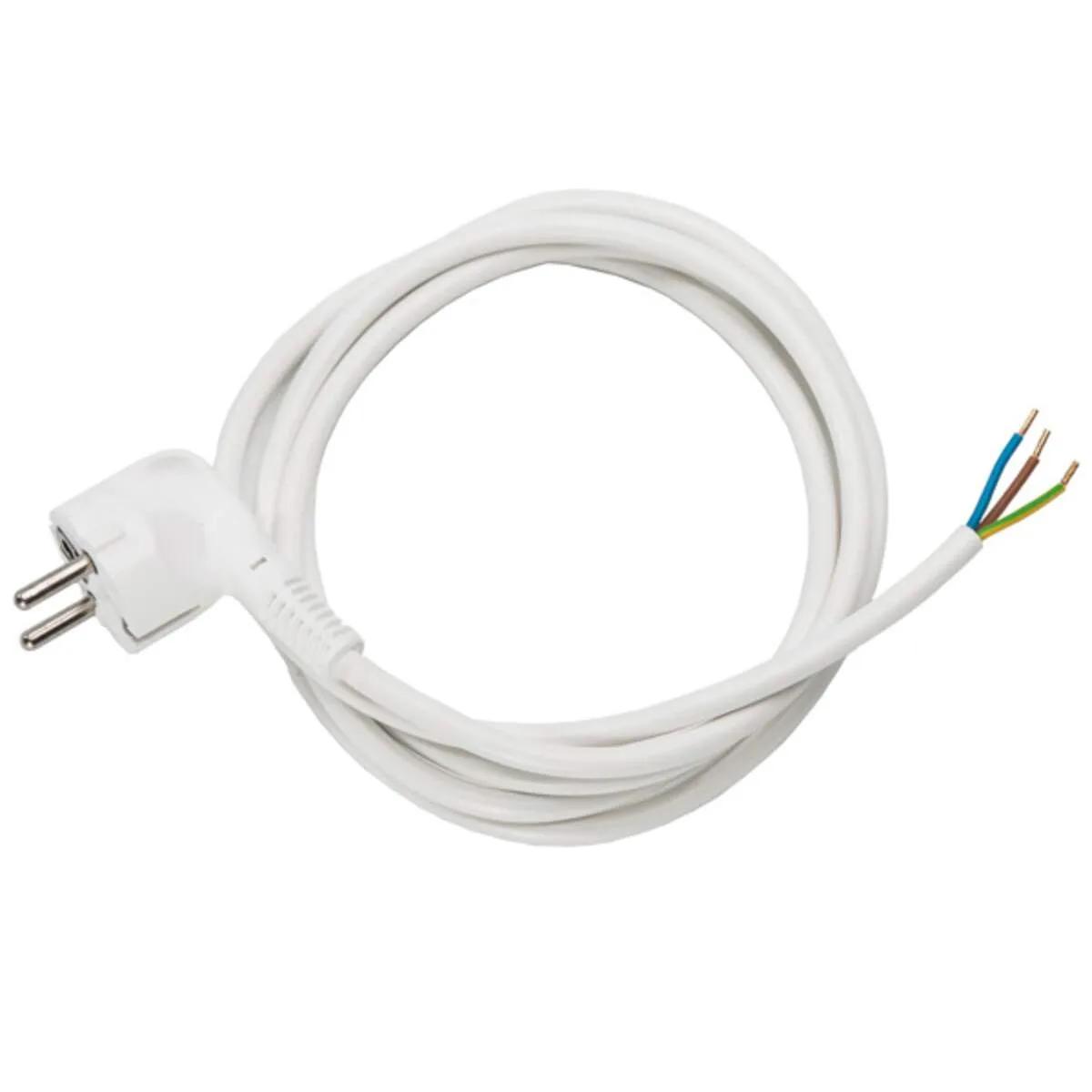 Haakse Randaarde Stekker met aansluitsnoer 3×1.0 mm² — 5 m wit