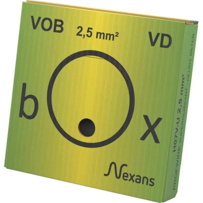 Nexans Profwire installatiedraad H07V-U 1 × 2,5 mm² groen/geel — per meter (VD-box)