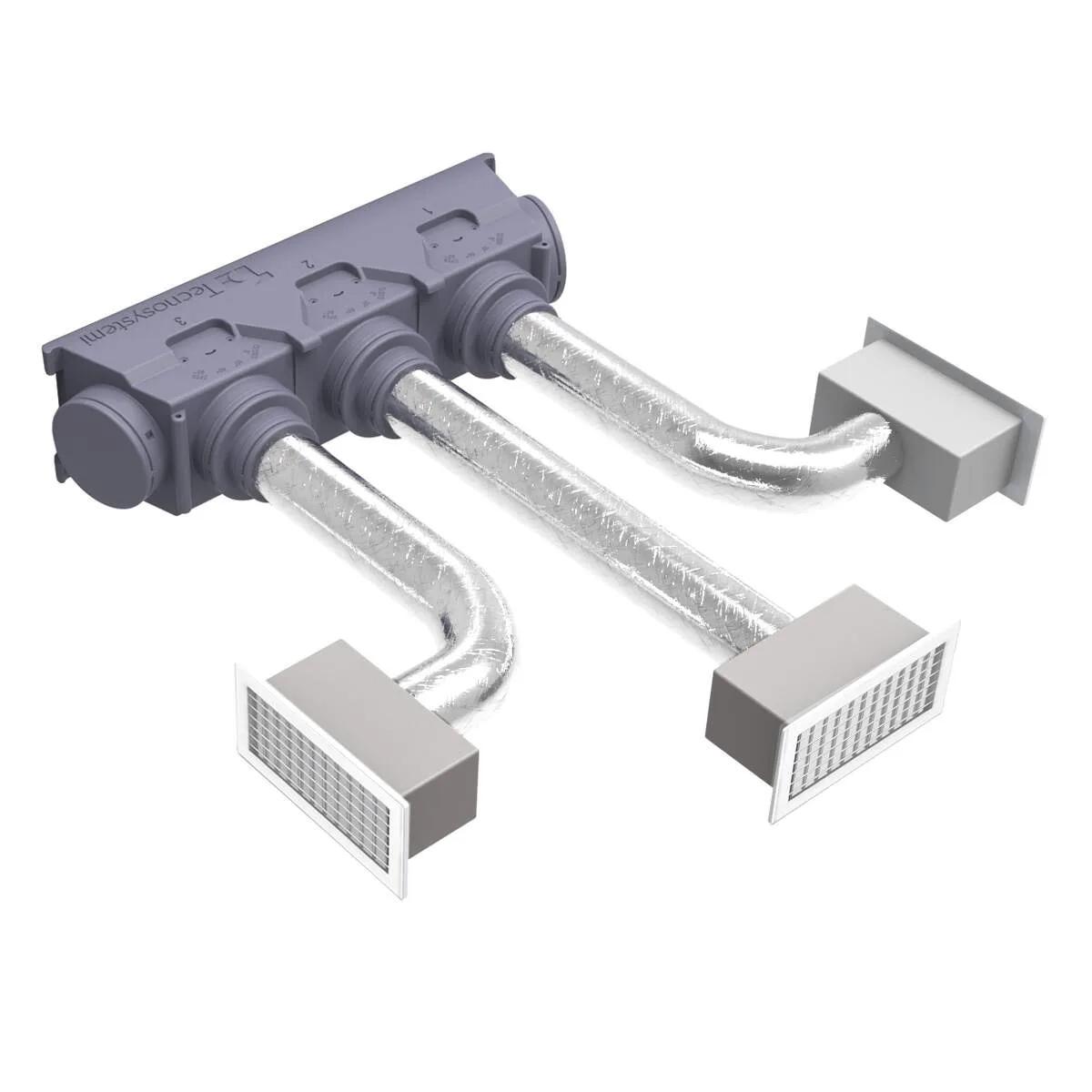 Tecnosystemi Eolo EPS-plenum 5 aansluitingen voor kanaalunit (max. kanaalbreedte 600 mm)