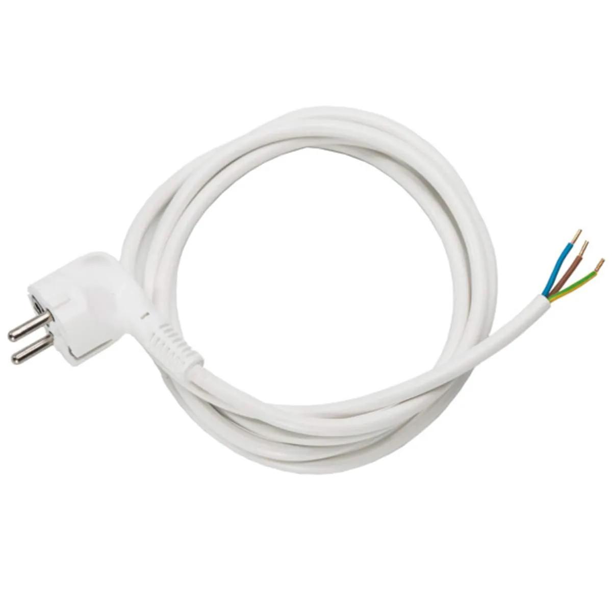 Universeel aansluitsnoer met haakse randaarde-stekker 3 × 1 mm² 2 m wit
